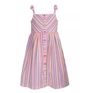 Bonnie Jean Neon Pink & Yellow Striped Girls Dress Size 5
